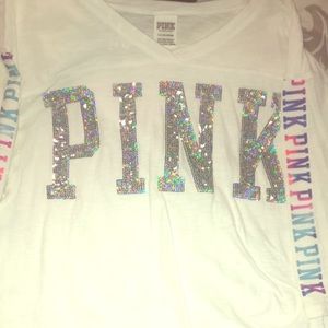PINK Bling Top 3/4 Sleeve Sz.L NWOT 💎